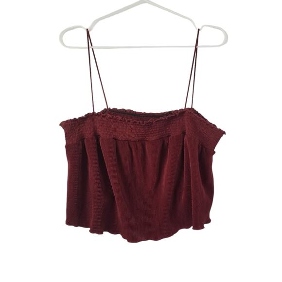 Urban Outfitters Out From Under Pleated Cropped Top Brown size Large - Picture 1 of 8